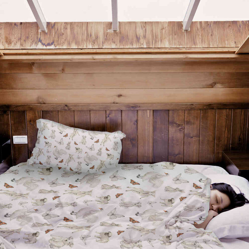 Set di biancheria da letto con coperte terapeutiche bianco animali dolci