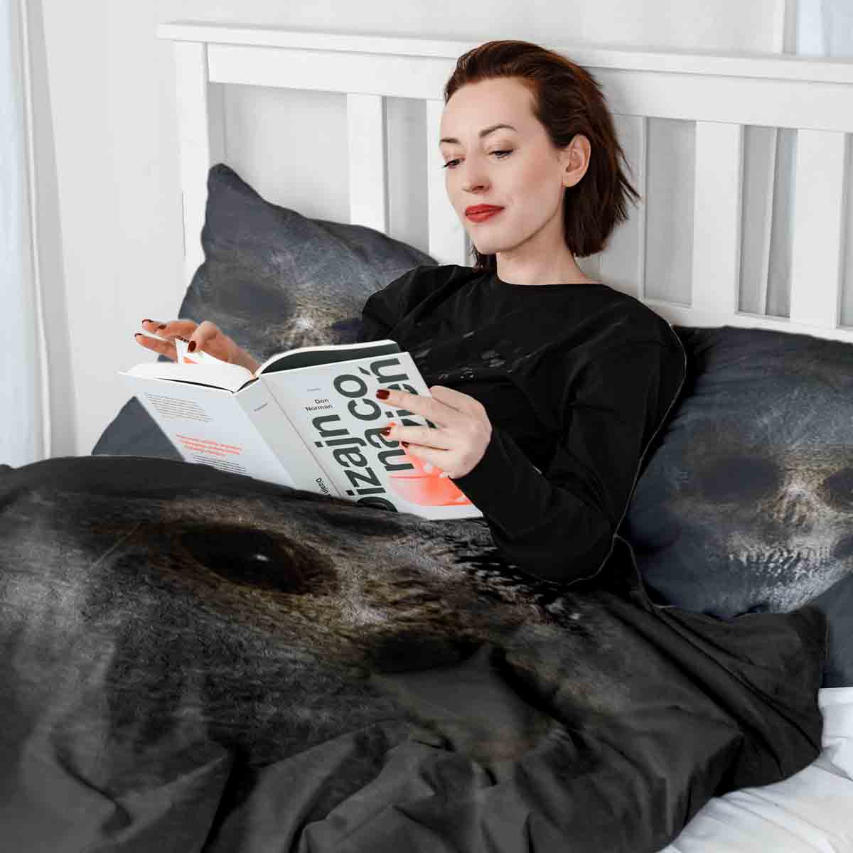 Set di biancheria da letto con coperta terapeutica nero spaventoso