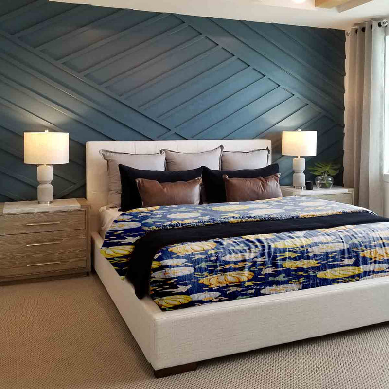 Set di biancheria da letto con coperte terapeutiche blu con zucche