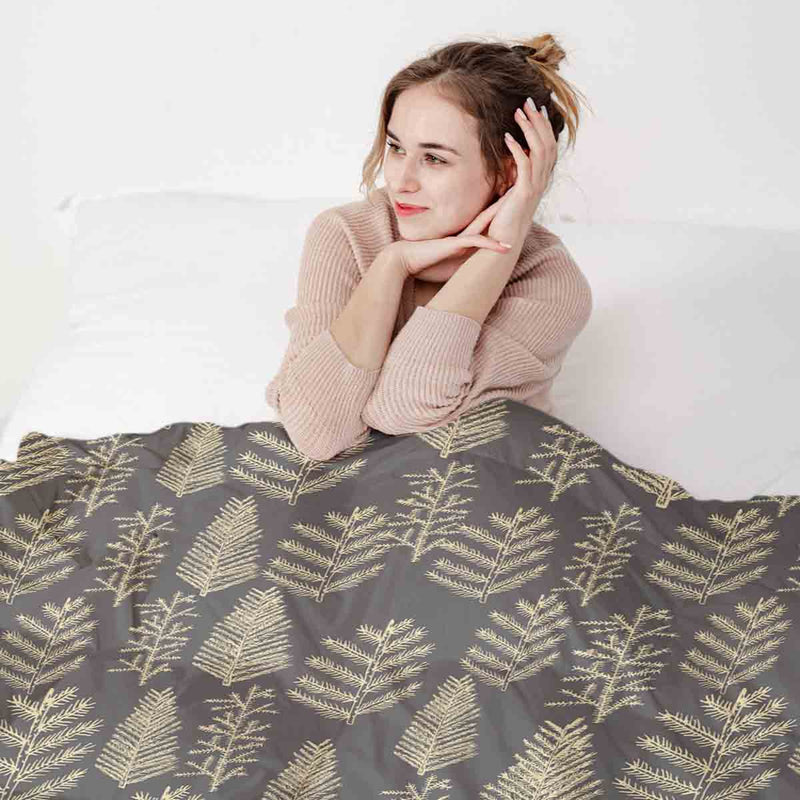 Set di biancheria da letto con coperta terapeutica e motivo boschivo