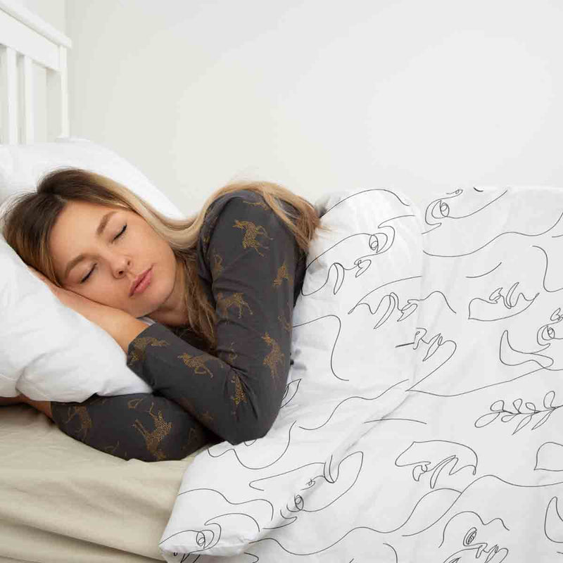 Theapiedecken set biancheria da letto volto di donna boho