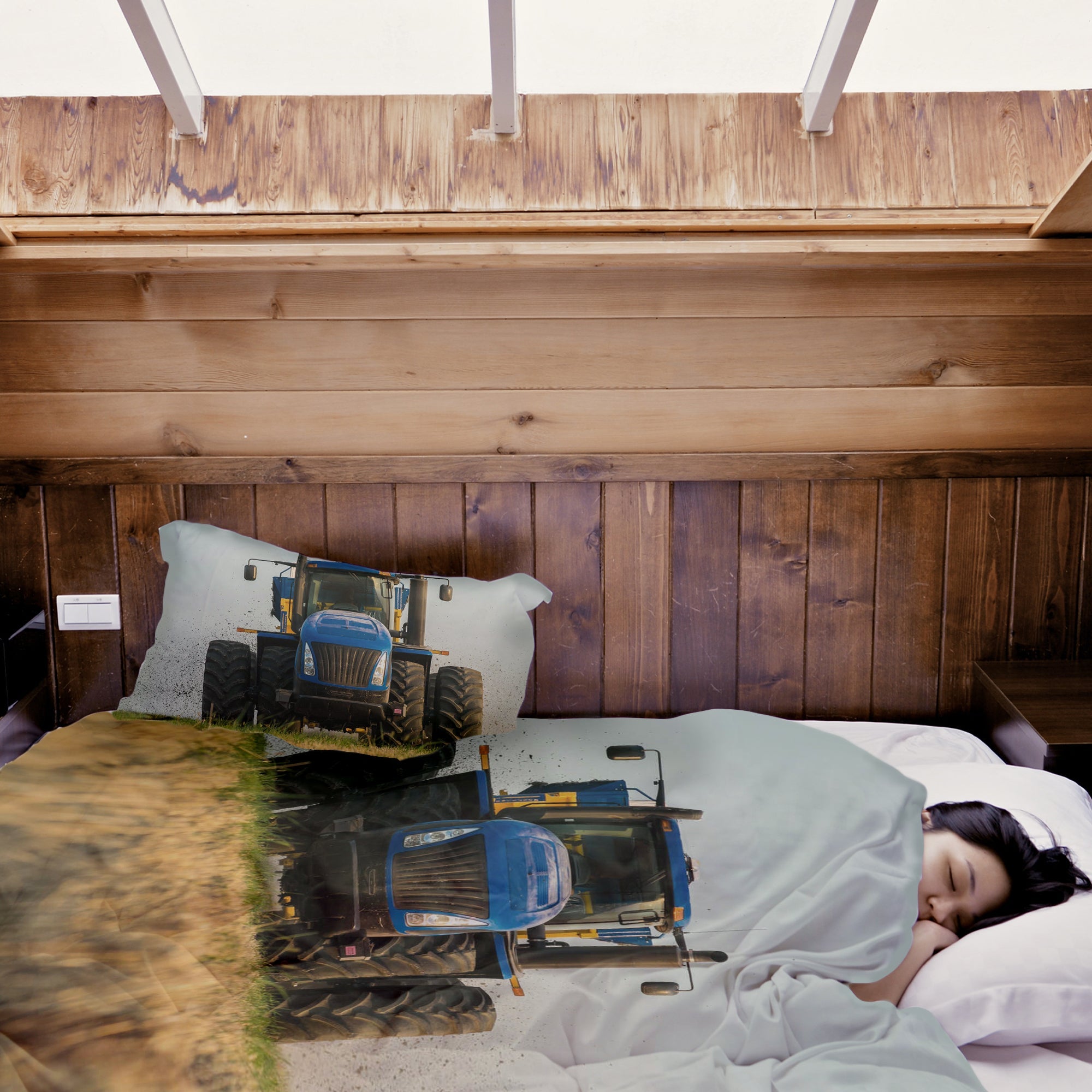 Set copripiumino trapuntato trattore in blu