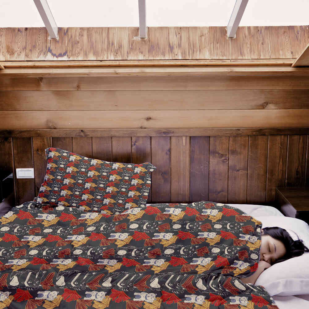 Set di biancheria da letto con coperta terapeutica Gatto che saluta