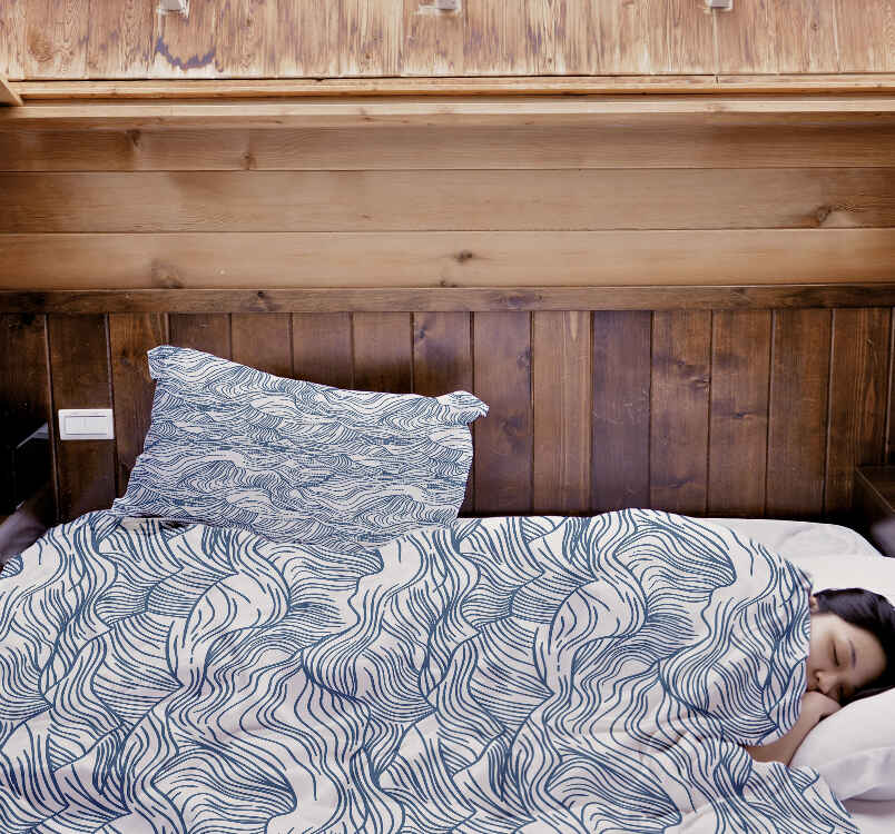 Set di biancheria da letto con coperte terapeutiche onde in blu