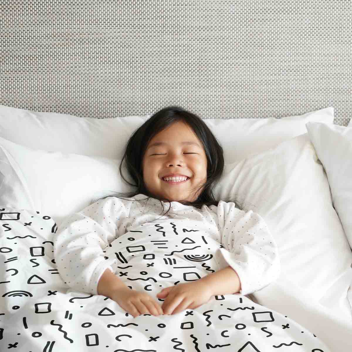 Coperta terapeutica originale - Rivestimento in cotone bianco con forme nere