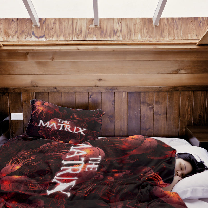 Coperta terapeutica originale - Rivestimento in cotone rosso con scritta The Matrix