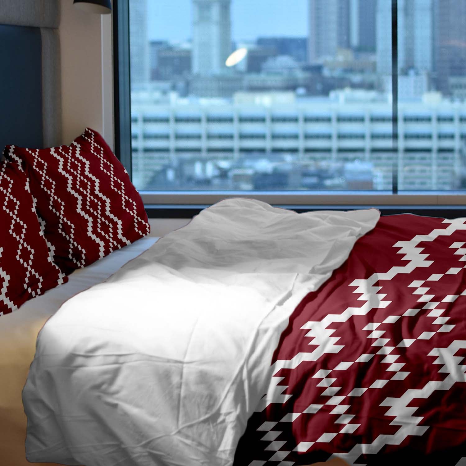 Set di biancheria da letto con coperta terapeutica e motivo natalizio rosso