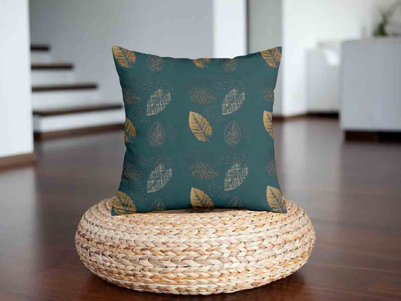 Cuscino salute verde con foglia dorata