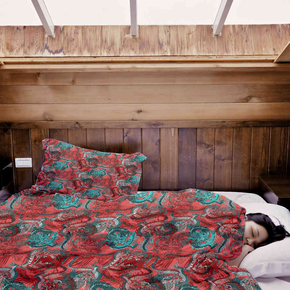Coperta terapeutica originale - Rivestimento in cotone astratto rosso
