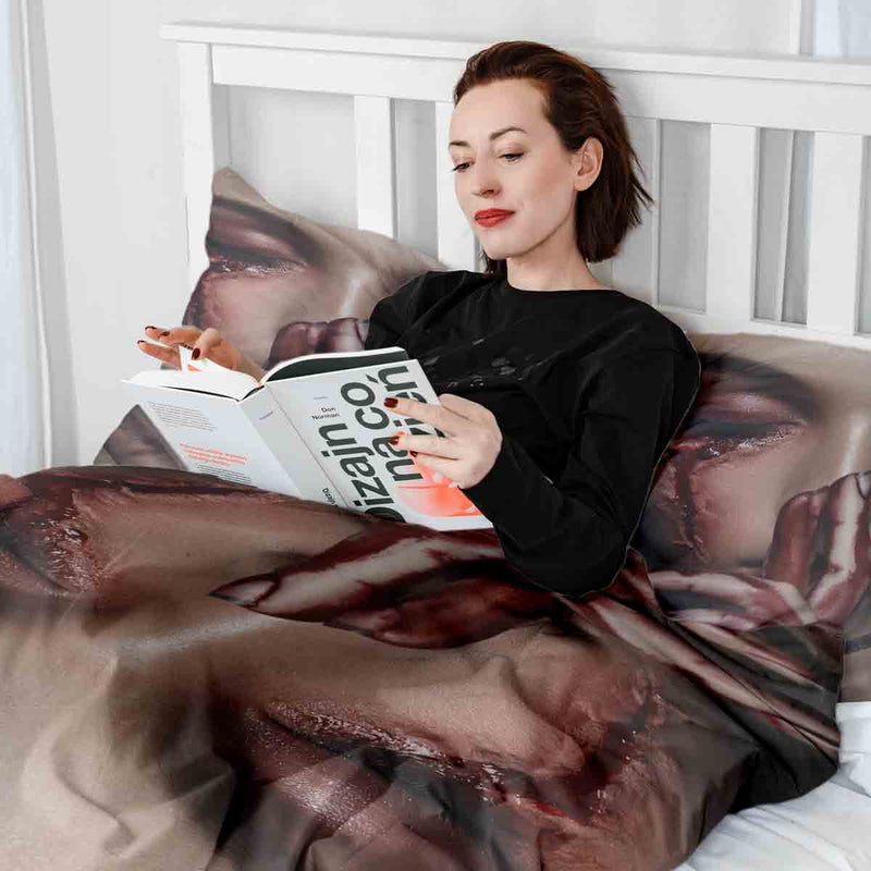 Set di biancheria da letto con coperta terapeutica Halloween volto