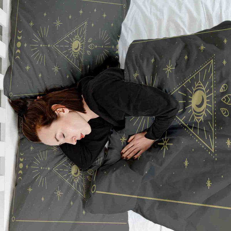 Coperta terapeutica originale - Rivestimento in cotone nero Sole e Cosmo