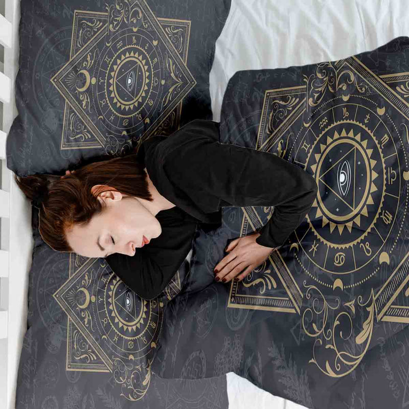 Coperta terapeutica originale - Rivestimento in cotone nero Mandala mistico