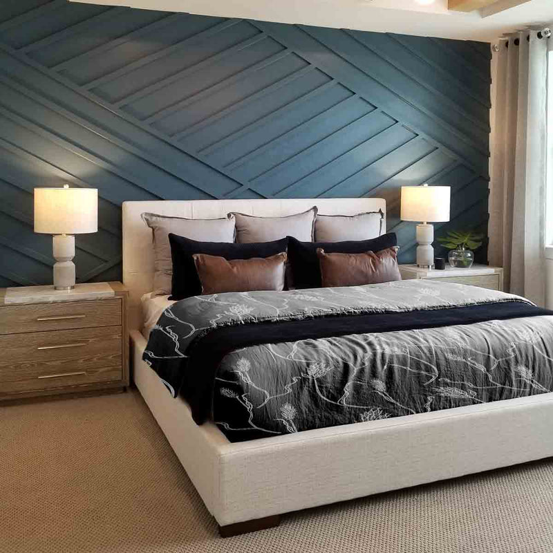 Set di biancheria da letto con coperte terapeutiche grigio scuro con rami bianchi