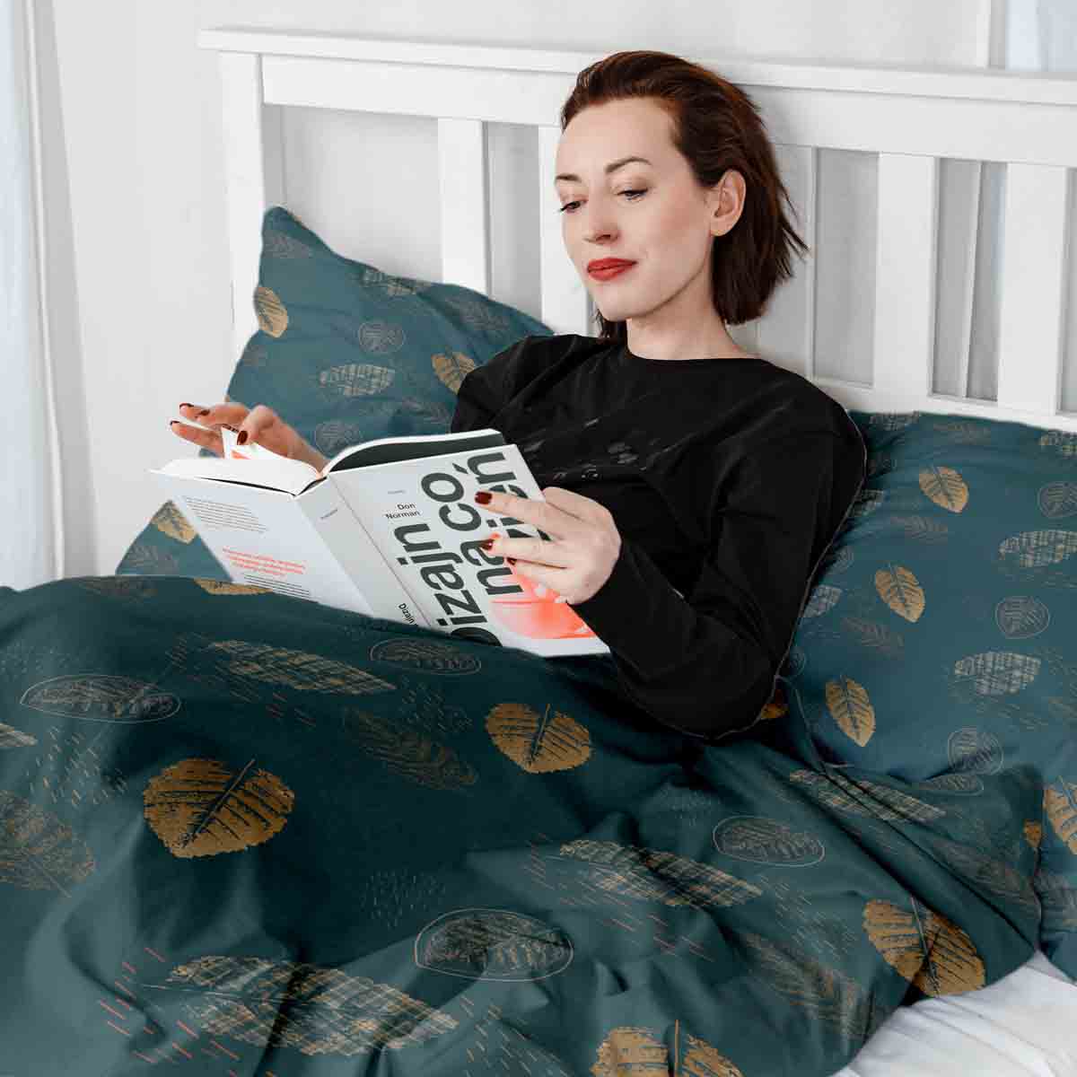 Coperta terapeutica originale - Rivestimento in cotone verde con foglia dorata