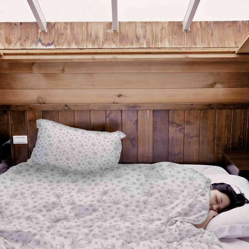 Set di biancheria da letto con coperte terapeutiche grigio con edera