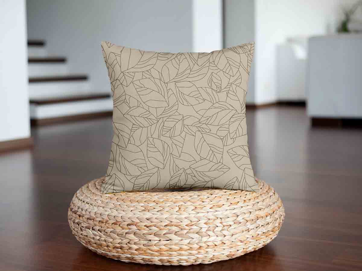 Cuscino sanitario beige con foglia nera