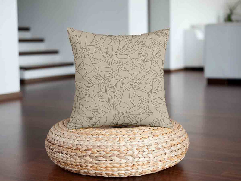 Cuscino per la salute beige con foglia nera