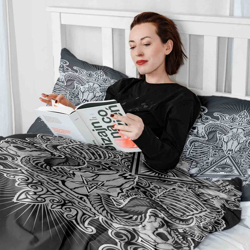 Set di biancheria da letto con coperta terapeutica nero occhio 2