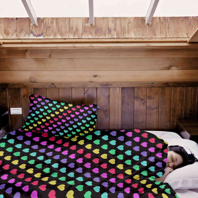 Set di biancheria da letto con coperte terapeutiche cuori colorati
