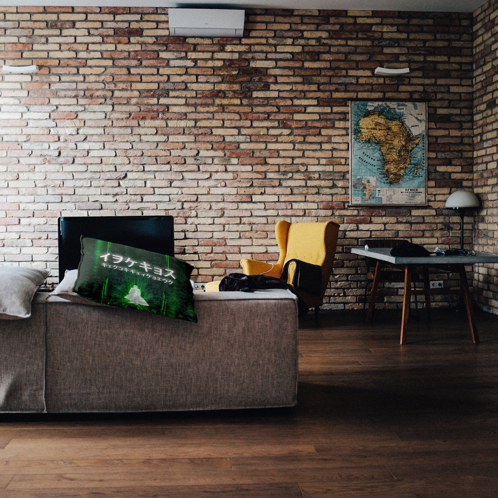 Cuscino per la salute in verde con caratteri scritti