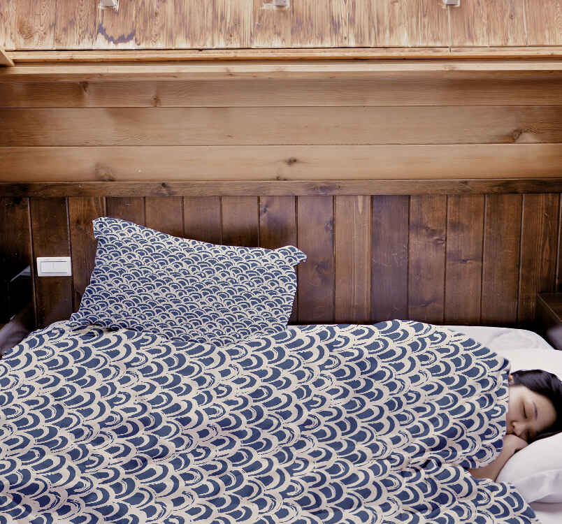Set di biancheria da letto con coperta terapeutica motivo onde blu