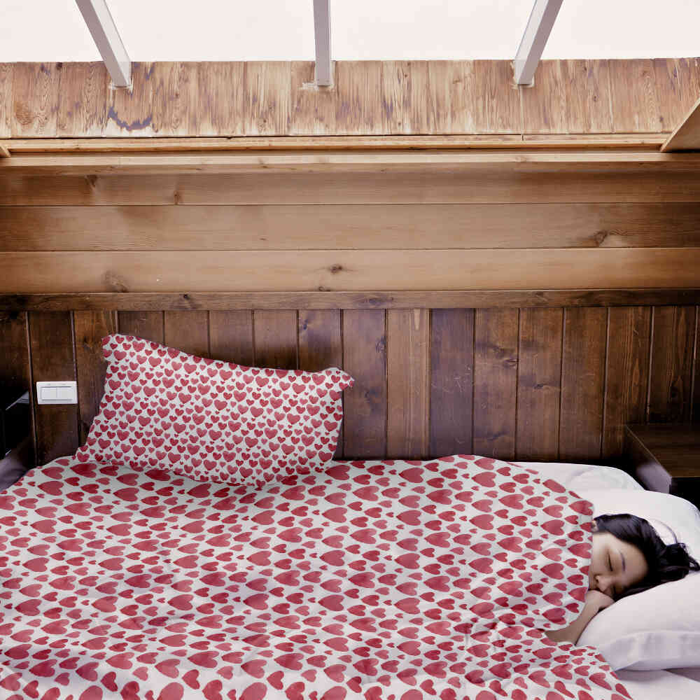 Set di biancheria da letto con coperte terapeutiche Cuori rossi