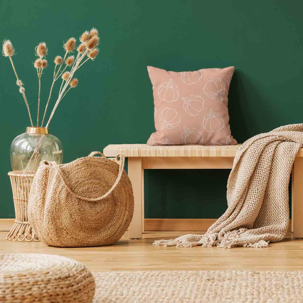 Cuscino salute arancione con zucca