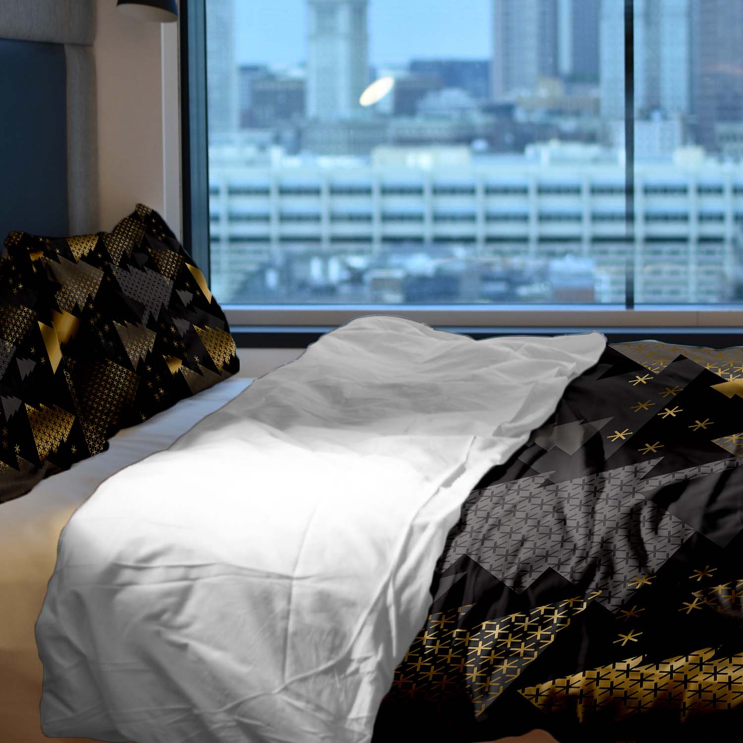 Set di biancheria da letto con coperte terapeutiche e alberi di Natale dorati