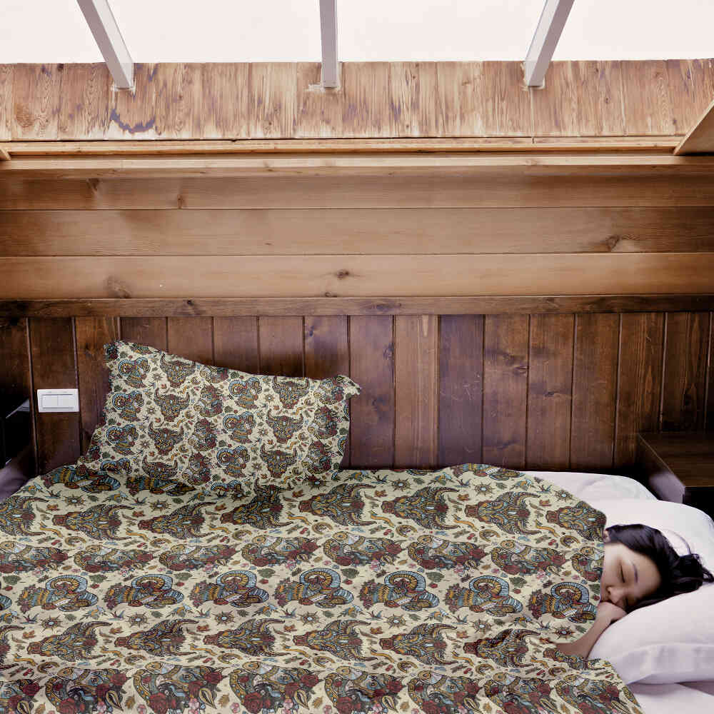 Set di biancheria da letto con coperte terapeutiche e teste di animali colorate