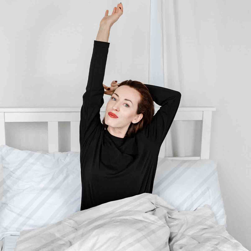 Set di biancheria da letto con coperte terapeutiche bianco con sottili strisce