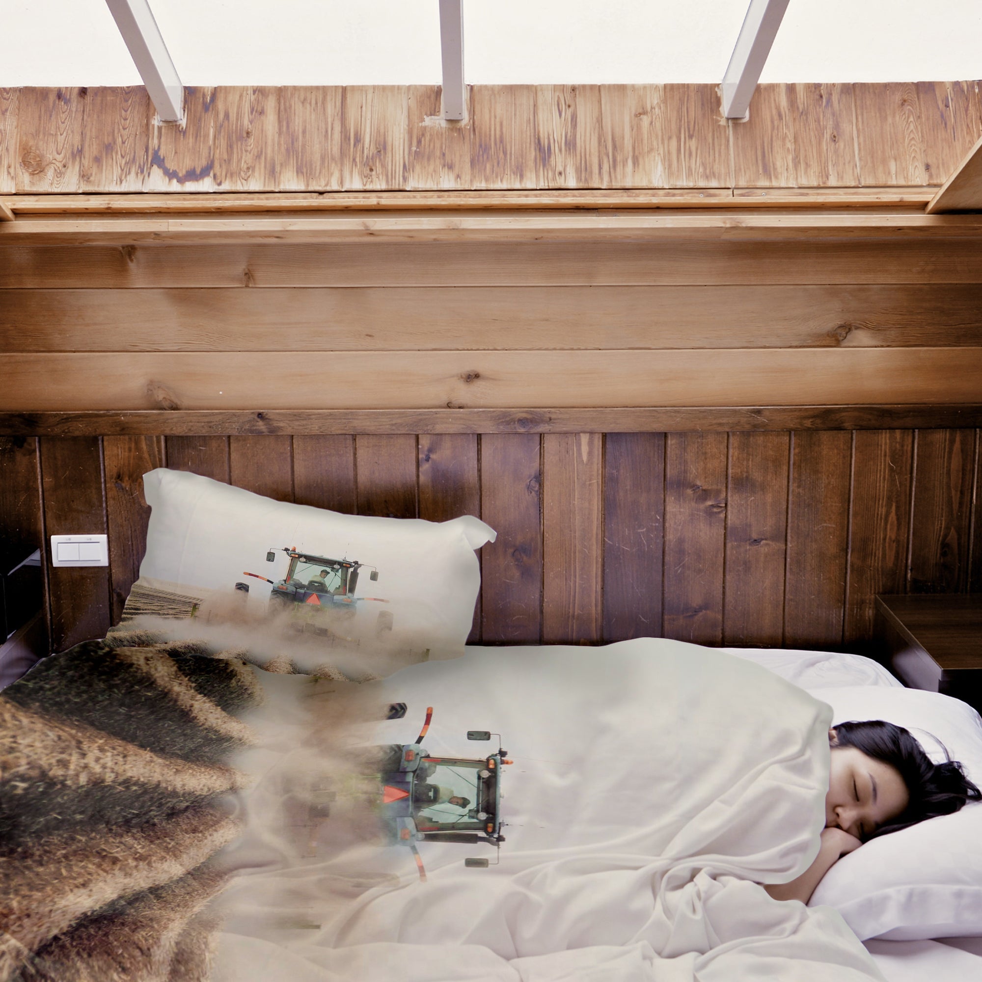 Set di biancheria da letto con coperta terapeutica Trattore in azione