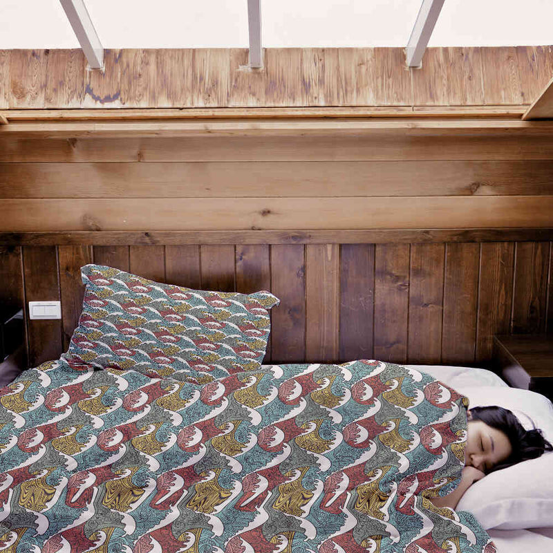 Set di biancheria da letto con coperte terapeutiche onde colorate