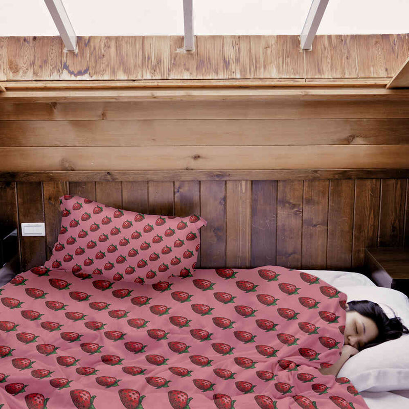 Coperta terapeutica originale - Rivestimento in cotone rosa con fragole