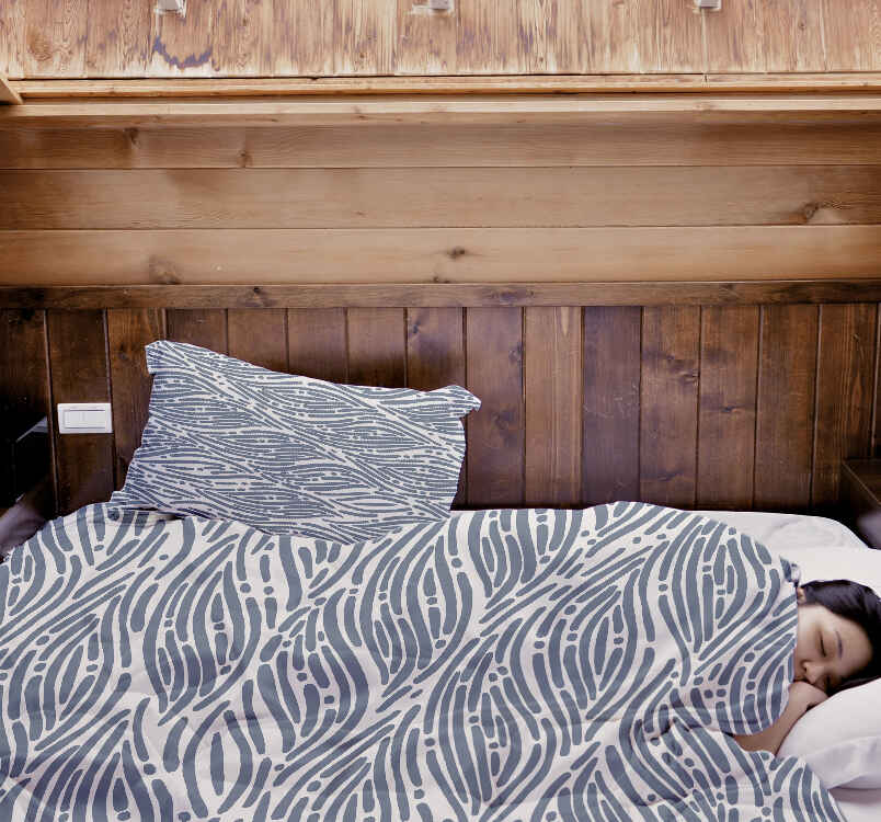 Set di biancheria da letto con coperta terapeutica motivo ondulato blu