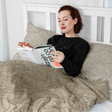 Set di biancheria da letto con coperta terapeutica beige con motivo a foglia nero