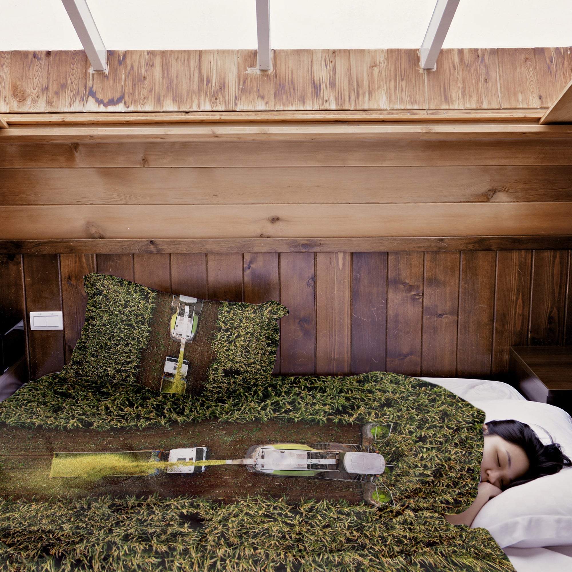 Set di biancheria da letto con coperta terapeutica Campo verde