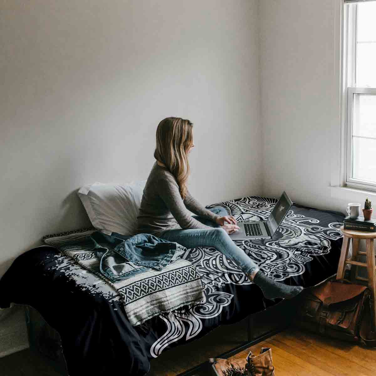 Set di biancheria da letto con coperta terapeutica nero occhio 2