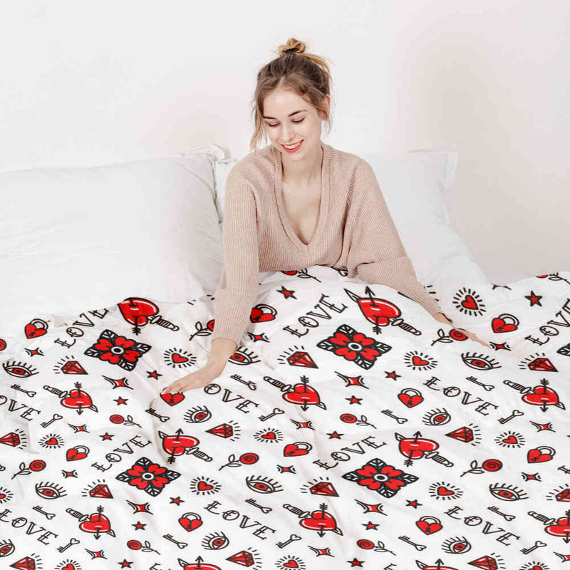 Set di biancheria da letto con coperta terapeutica amore misto