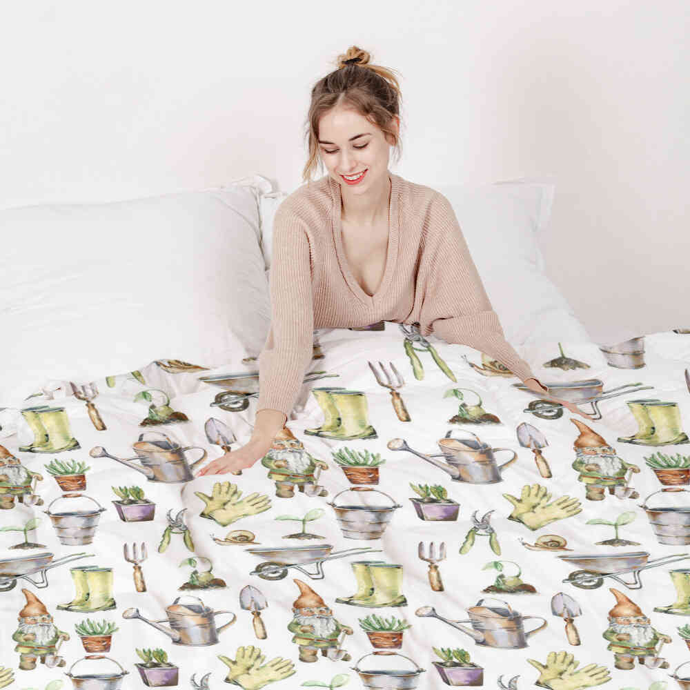 Set di biancheria da letto con coperte terapeutiche bianco giardinaggio