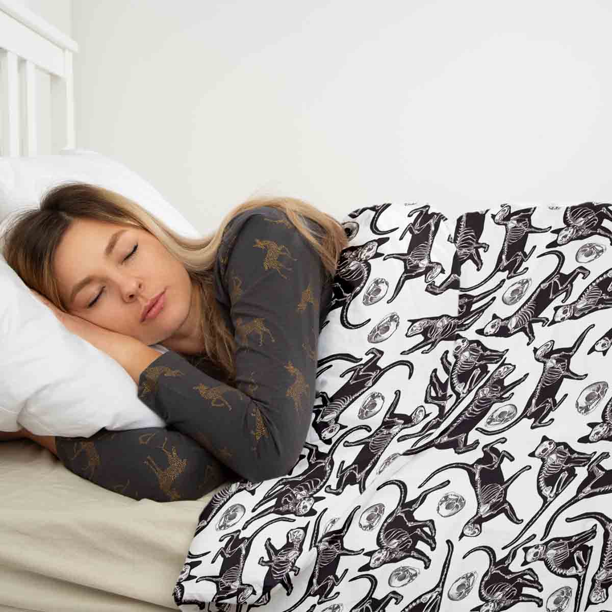 Set di biancheria da letto con coperta terapeutica Gatto di Halloween