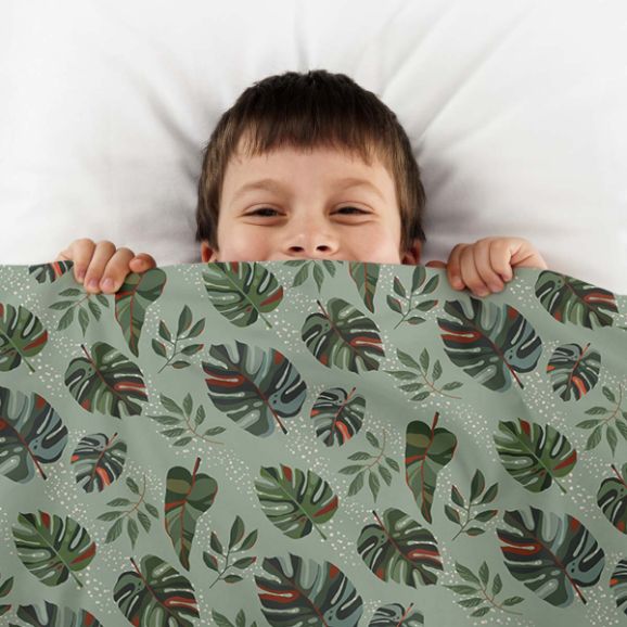 Coperta terapeutica originale - Rivestimento in cotone Monstera scura