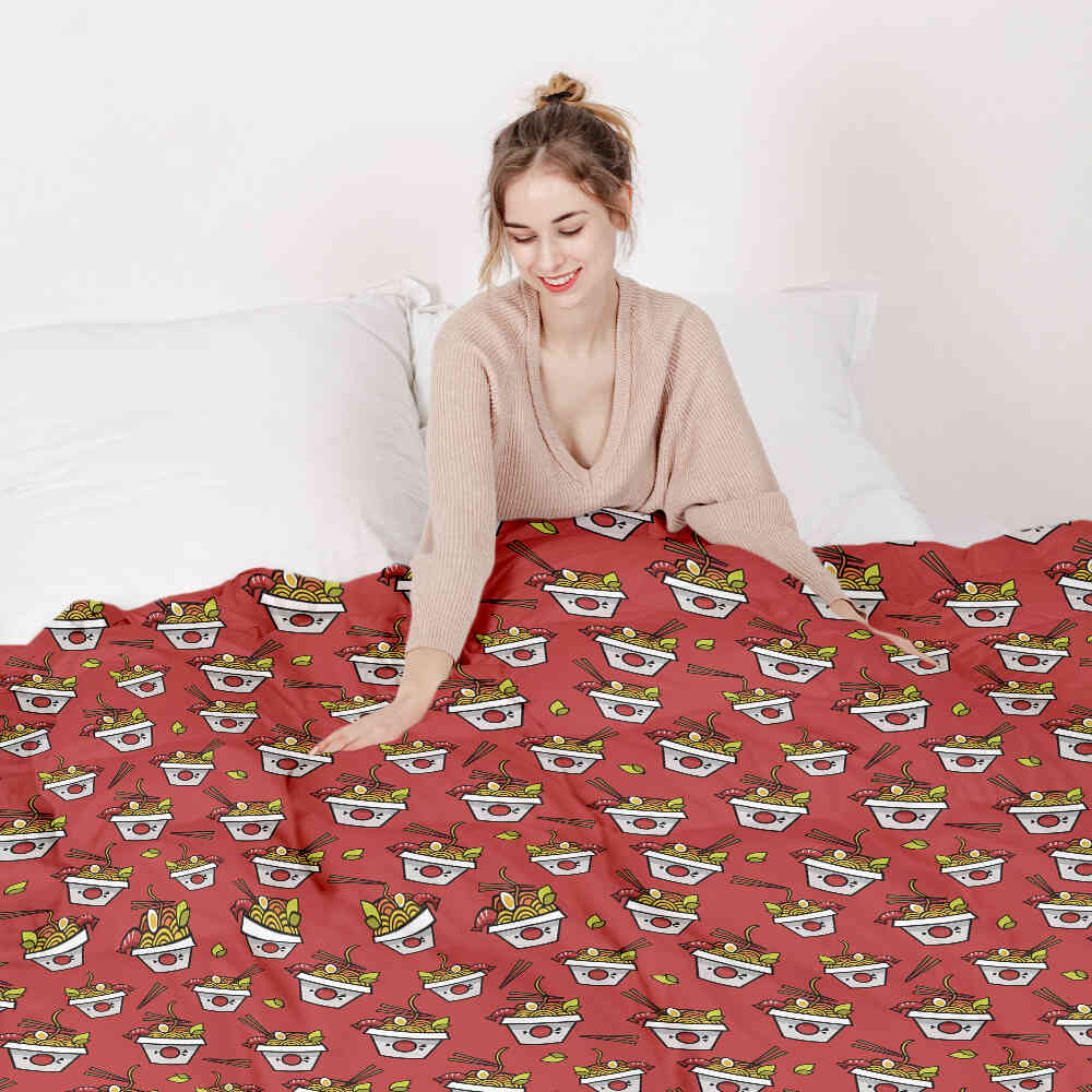 Set di biancheria da letto con coperta terapeutica rosso da asporto