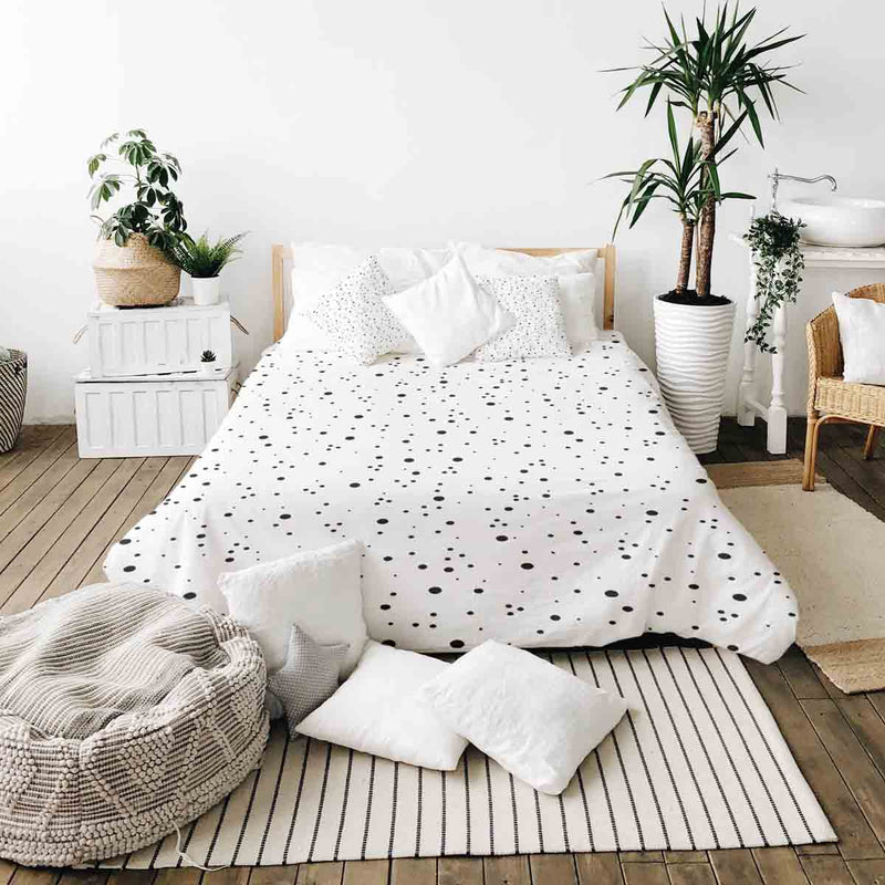 Set di biancheria da letto con coperta terapeutica a pois dalmata