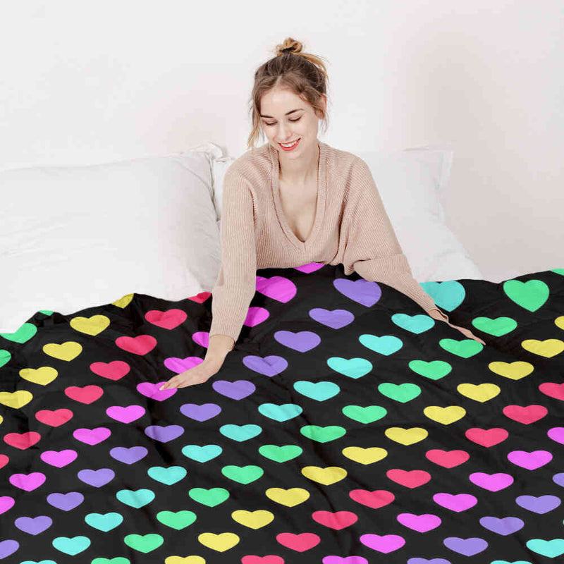Set di biancheria da letto con coperte terapeutiche cuori colorati