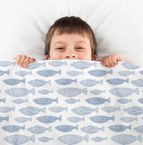 Set di biancheria da letto con coperte terapeutiche pesci blu