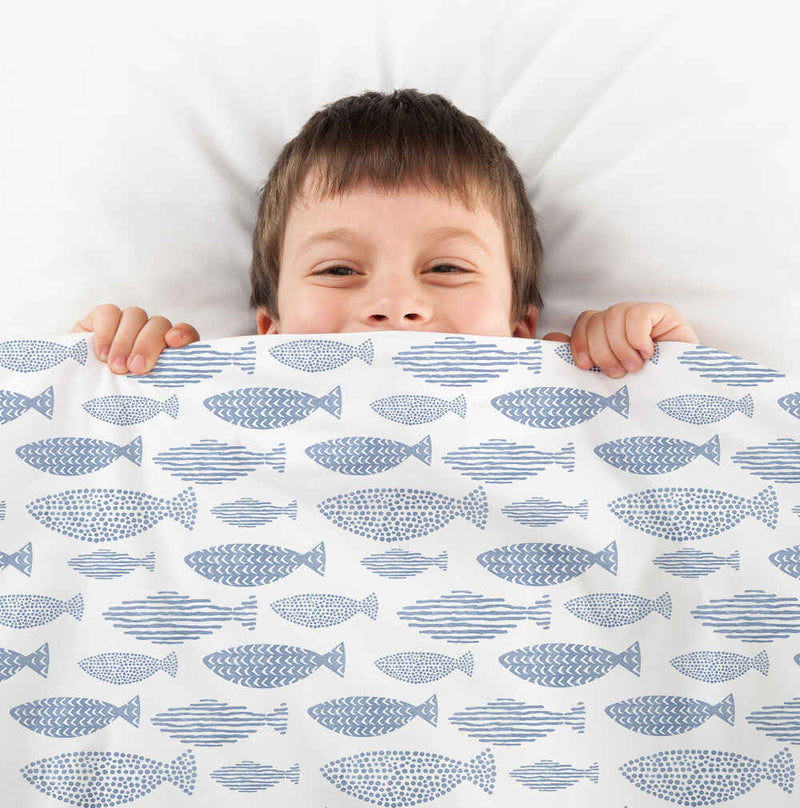 Set di biancheria da letto con coperte terapeutiche pesci blu