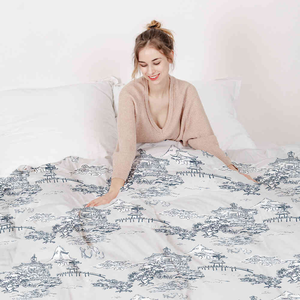 Set di biancheria da letto con coperta terapeutica grigia muro cinese