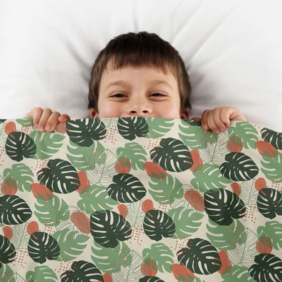 Coperta terapeutica originale - Rivestimento in cotone Monstera chiara