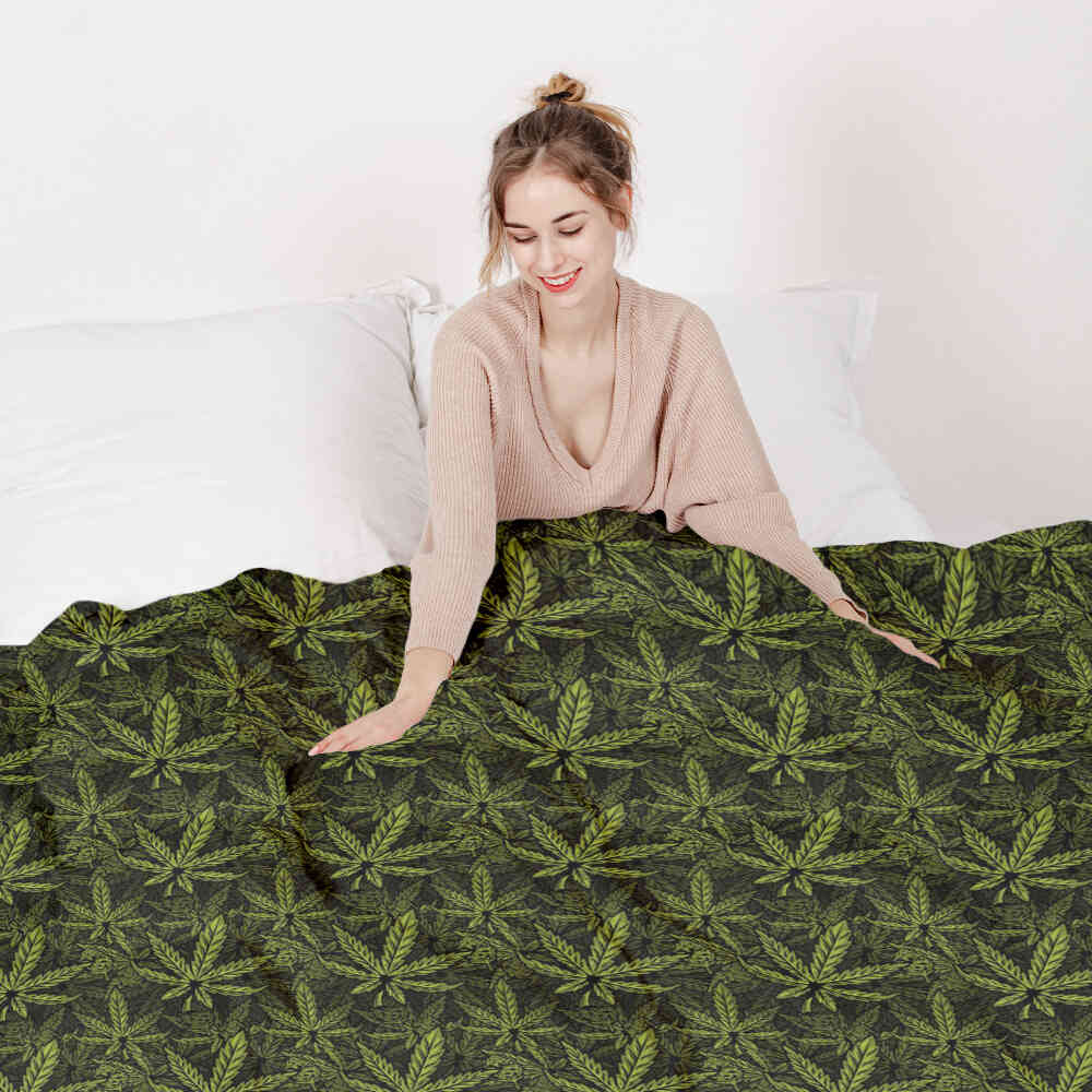 Coperta terapeutica originale - Rivestimento in cotone con foglia di canapa