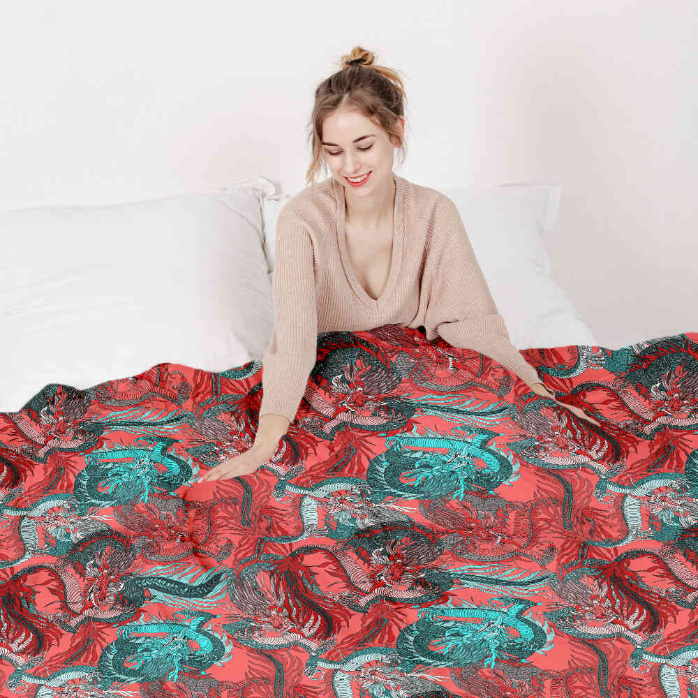 Coperta terapeutica originale - Rivestimento in cotone astratto rosso